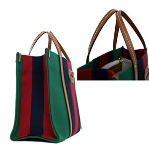 Gucci Bag GG Multicolor Tote Green Leather Web Shelly Shoulder Interlocking